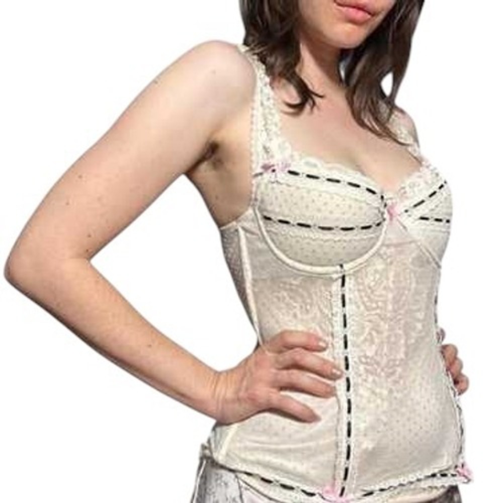 Victoria's Secret Sexy Little Things 36B Bustier Ivory Corset Garter Y2K 175